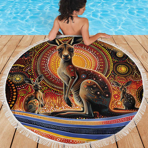 Australian Aboriginal Art Kangaroo Beach Blanket Our Children Our Future Aboriginal Dot Painting