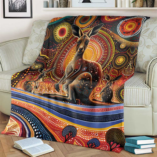 Australian Aboriginal Art Kangaroo Blanket Our Children Our Future Aboriginal Dot Painting