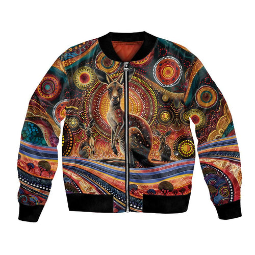 Australian Aboriginal Art Kangaroo Bomber Jacket Our Children Our Future Aboriginal Dot Painting