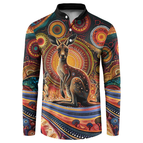 Australian Aboriginal Art Kangaroo Button Sweatshirt Our Children Our Future Aboriginal Dot Painting