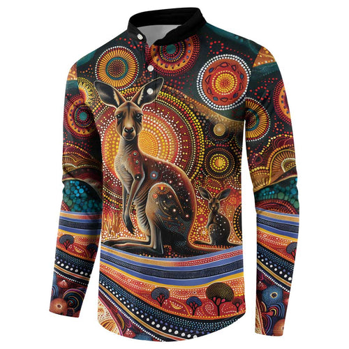 Australian Aboriginal Art Kangaroo Button Sweatshirt Our Children Our Future Aboriginal Dot Painting