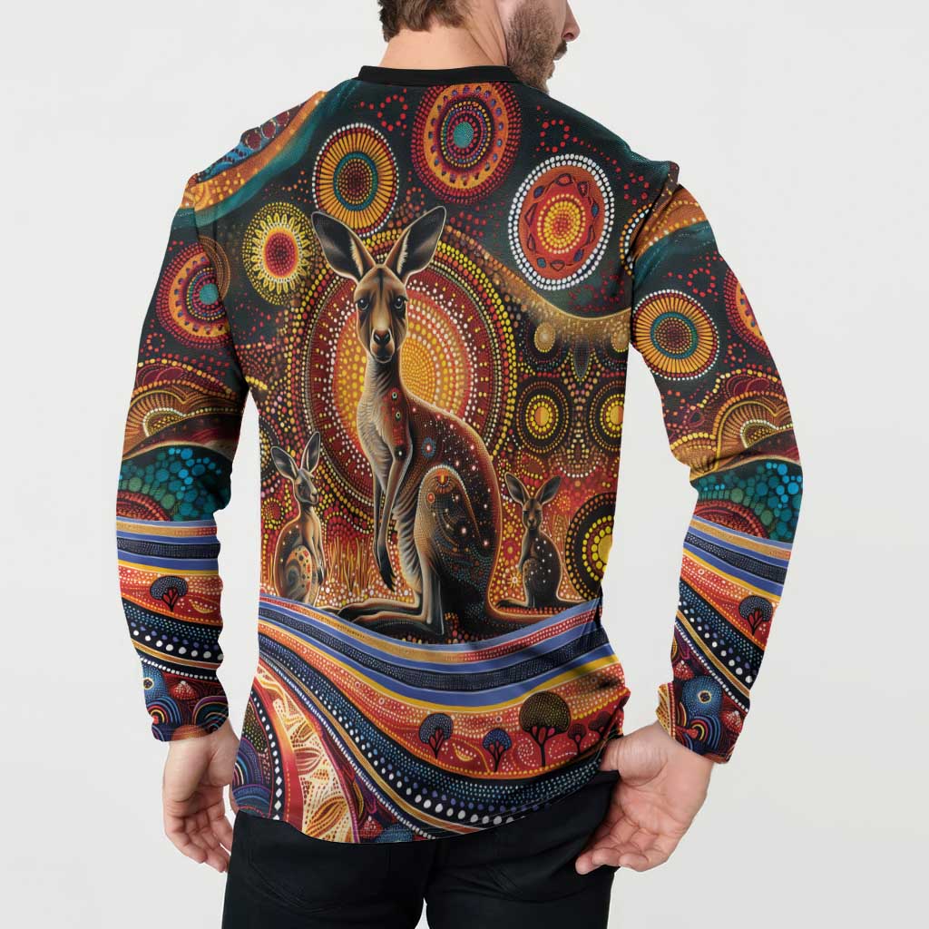 Australian Aboriginal Art Kangaroo Button Sweatshirt Our Children Our Future Aboriginal Dot Painting