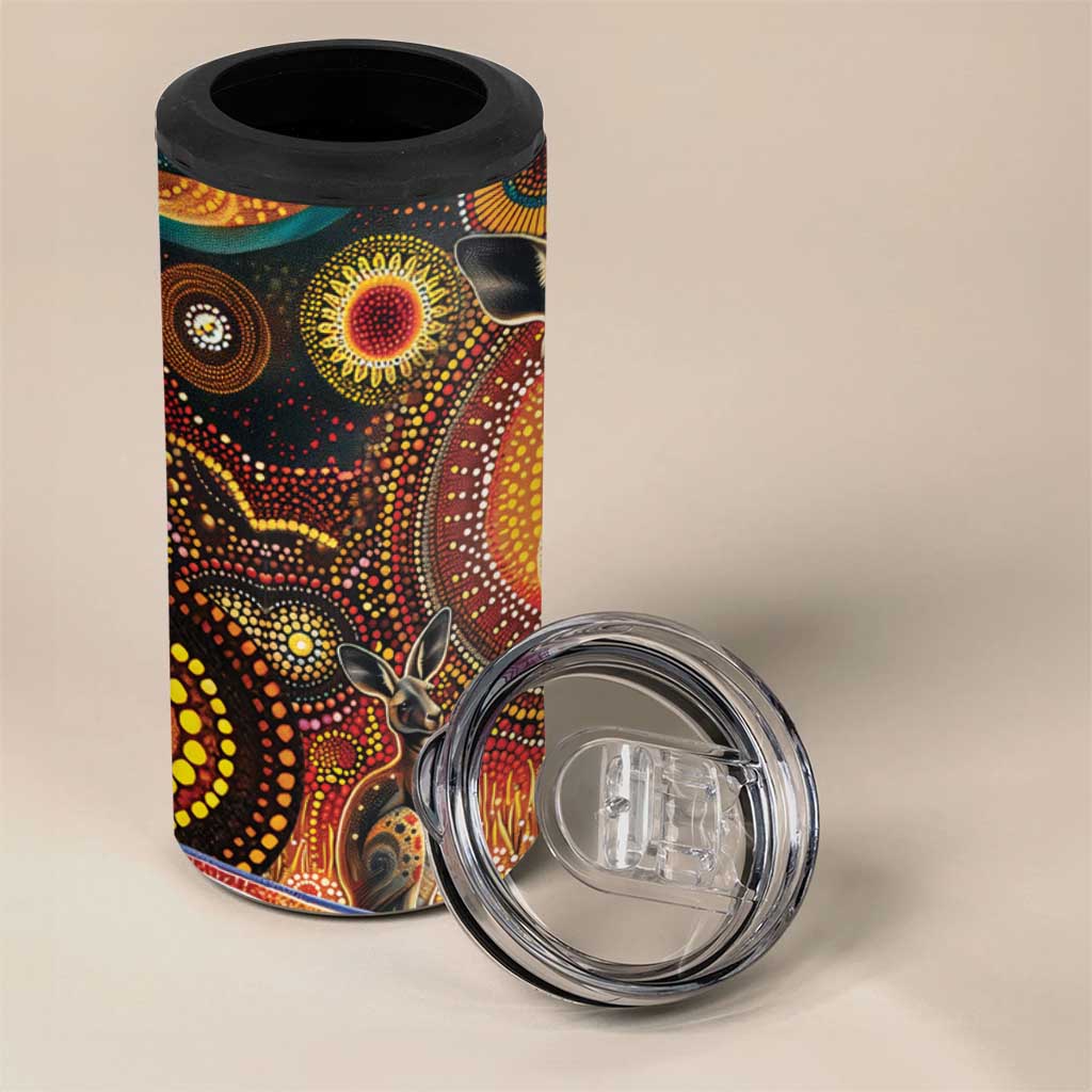Australian Aboriginal Art Kangaroo 4 in 1 Can Cooler Tumbler Our Children Our Future Aboriginal Dot Painting