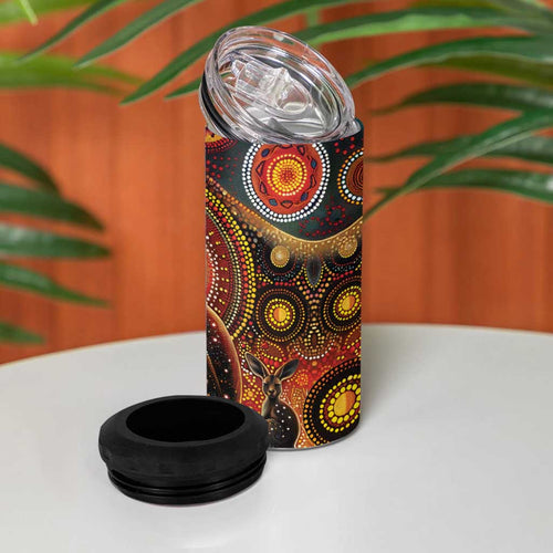 Australian Aboriginal Art Kangaroo 4 in 1 Can Cooler Tumbler Our Children Our Future Aboriginal Dot Painting