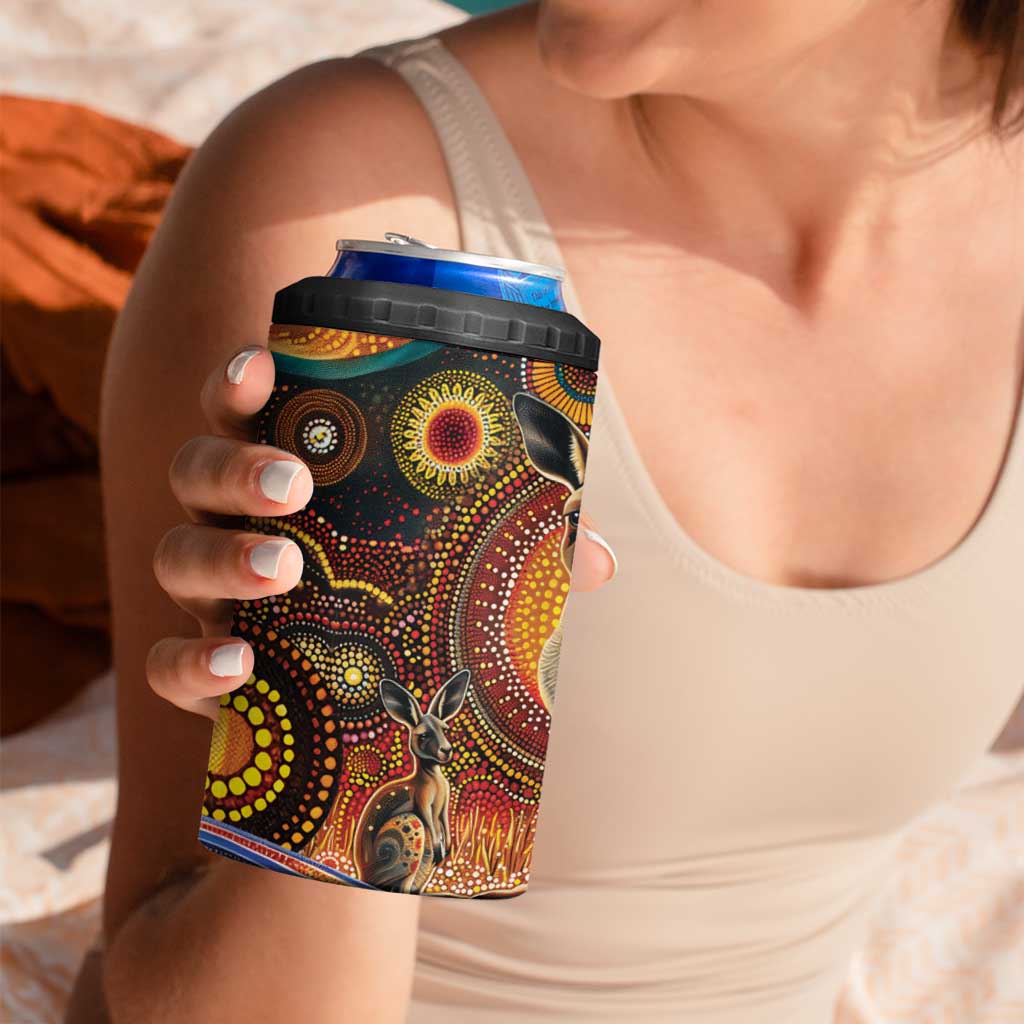 Australian Aboriginal Art Kangaroo 4 in 1 Can Cooler Tumbler Our Children Our Future Aboriginal Dot Painting