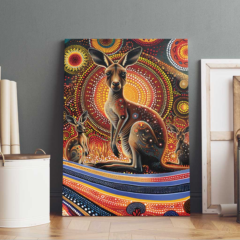 Australian Aboriginal Art Kangaroo Canvas Wall Art Our Children Our Future Aboriginal Dot Painting