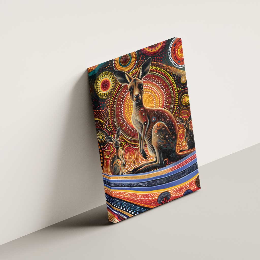Australian Aboriginal Art Kangaroo Canvas Wall Art Our Children Our Future Aboriginal Dot Painting