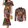 Australian Aboriginal Art Kangaroo Couples Matching Mermaid Dress and Long Sleeve Button Shirt Our Children Our Future Aboriginal Dot Painting