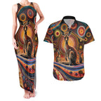 Australian Aboriginal Art Kangaroo Couples Matching Tank Maxi Dress and Hawaiian Shirt Our Children Our Future Aboriginal Dot Painting