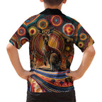 Australian Aboriginal Art Kangaroo Family Matching Long Sleeve Bodycon Dress and Hawaiian Shirt Our Children Our Future Aboriginal Dot Painting