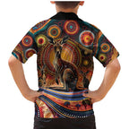 Australian Aboriginal Art Kangaroo Family Matching Mermaid Dress and Hawaiian Shirt Our Children Our Future Aboriginal Dot Painting