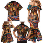 Australian Aboriginal Art Kangaroo Family Matching Mermaid Dress and Hawaiian Shirt Our Children Our Future Aboriginal Dot Painting
