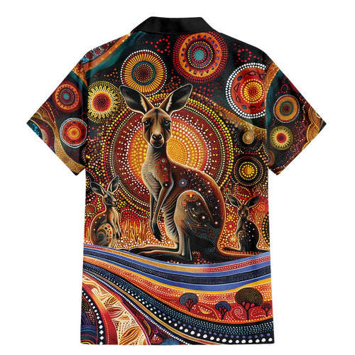 Australian Aboriginal Art Kangaroo Family Matching Mermaid Dress and Hawaiian Shirt Our Children Our Future Aboriginal Dot Painting