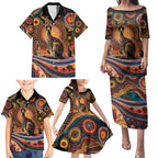 Australian Aboriginal Art Kangaroo Family Matching Puletasi and Hawaiian Shirt Our Children Our Future Aboriginal Dot Painting