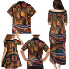 Australian Aboriginal Art Kangaroo Family Matching Puletasi and Hawaiian Shirt Our Children Our Future Aboriginal Dot Painting