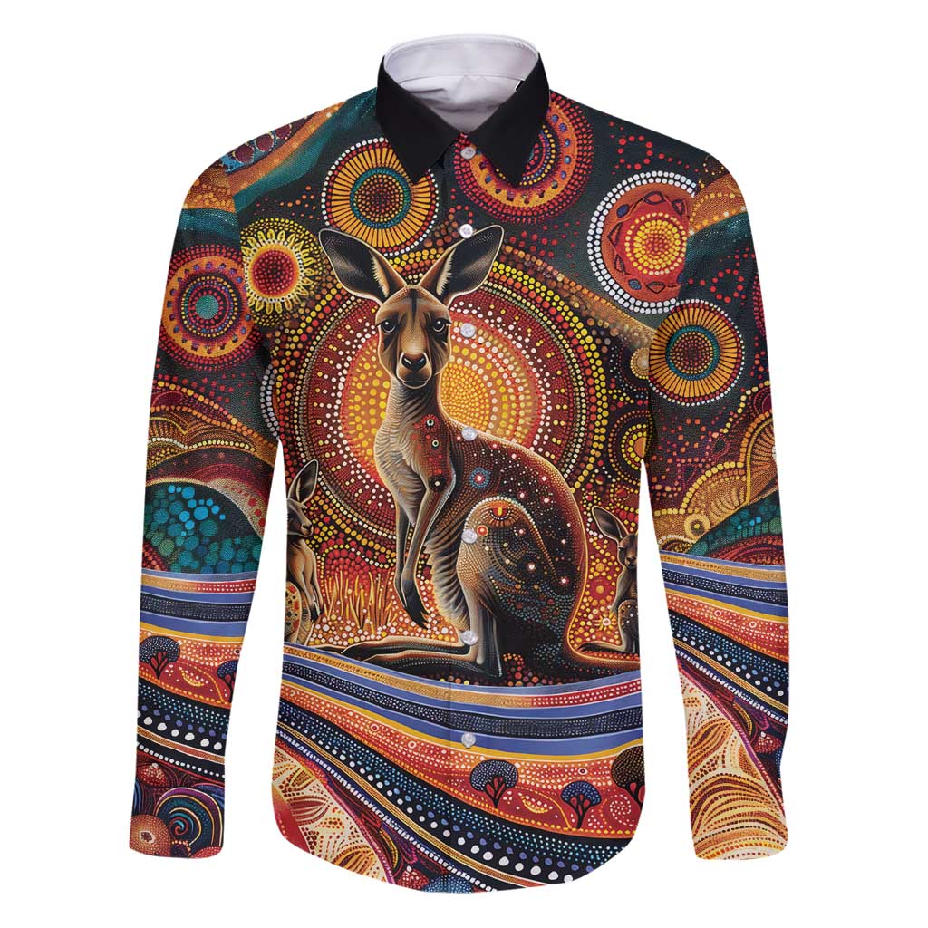 Australian Aboriginal Art Kangaroo Family Matching Puletasi and Hawaiian Shirt Our Children Our Future Aboriginal Dot Painting