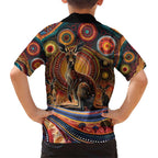 Australian Aboriginal Art Kangaroo Family Matching Short Sleeve Bodycon Dress and Hawaiian Shirt Our Children Our Future Aboriginal Dot Painting