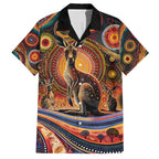 Australian Aboriginal Art Kangaroo Family Matching Short Sleeve Bodycon Dress and Hawaiian Shirt Our Children Our Future Aboriginal Dot Painting