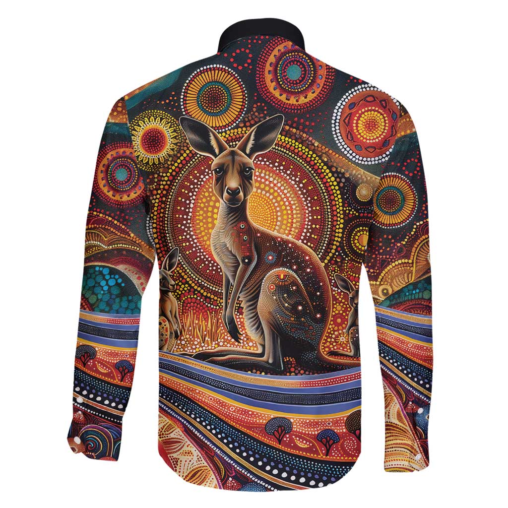 Australian Aboriginal Art Kangaroo Family Matching Short Sleeve Bodycon Dress and Hawaiian Shirt Our Children Our Future Aboriginal Dot Painting