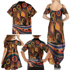 Australian Aboriginal Art Kangaroo Family Matching Summer Maxi Dress and Hawaiian Shirt Our Children Our Future Aboriginal Dot Painting