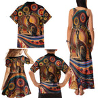 Australian Aboriginal Art Kangaroo Family Matching Tank Maxi Dress and Hawaiian Shirt Our Children Our Future Aboriginal Dot Painting