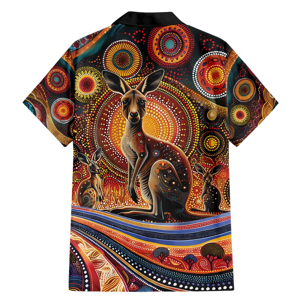 Australian Aboriginal Art Kangaroo Family Matching Tank Maxi Dress and Hawaiian Shirt Our Children Our Future Aboriginal Dot Painting