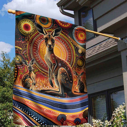 Australian Aboriginal Art Kangaroo Garden Flag Our Children Our Future Aboriginal Dot Painting
