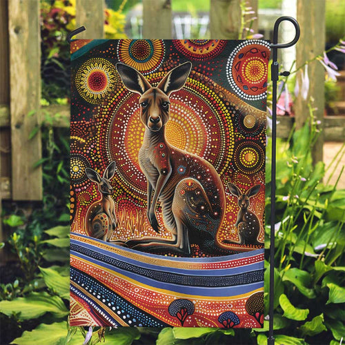 Australian Aboriginal Art Kangaroo Garden Flag Our Children Our Future Aboriginal Dot Painting