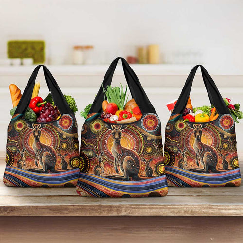 Australian Aboriginal Art Kangaroo Grocery Bag Our Children Our Future Aboriginal Dot Painting