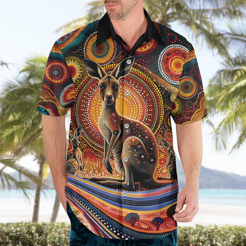 Australian Aboriginal Art Kangaroo Hawaiian Shirt Our Children Our Future Aboriginal Dot Painting