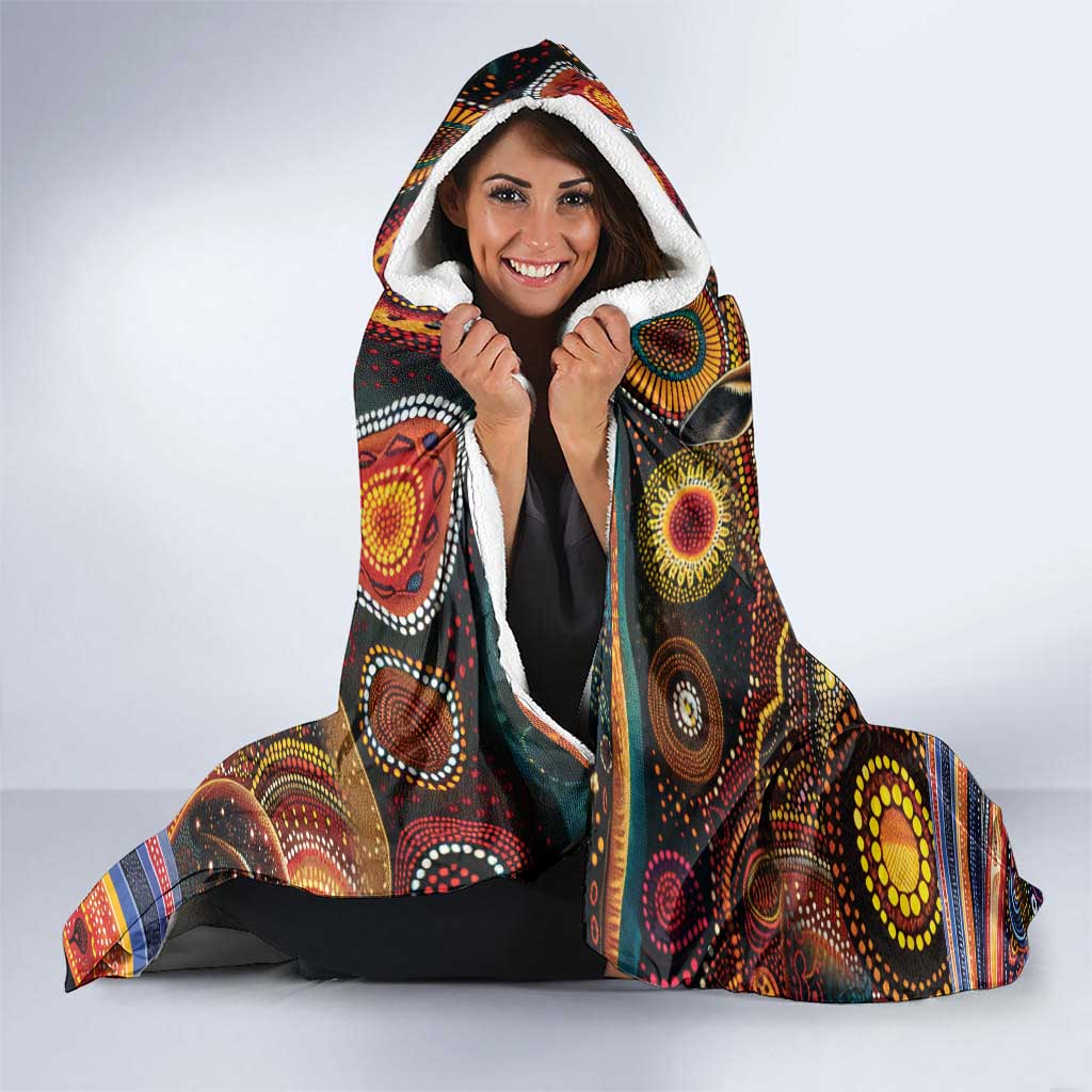 Australian Aboriginal Art Kangaroo Hooded Blanket Our Children Our Future Aboriginal Dot Painting