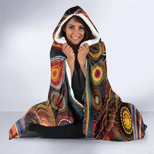 Australian Aboriginal Art Kangaroo Hooded Blanket Our Children Our Future Aboriginal Dot Painting