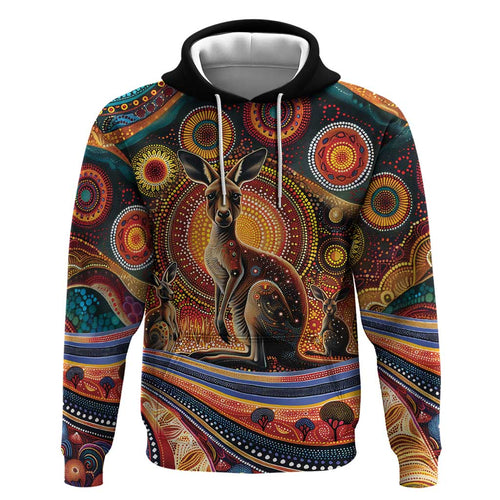 Australian Aboriginal Art Kangaroo Hoodie Our Children Our Future Aboriginal Dot Painting