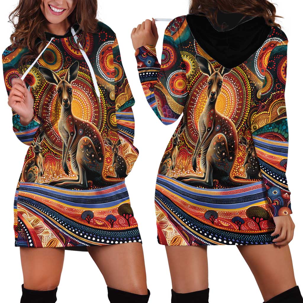 Australian Aboriginal Art Kangaroo Hoodie Dress Our Children Our Future Aboriginal Dot Painting
