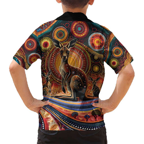 Australian Aboriginal Art Kangaroo Kid Hawaiian Shirt Our Children Our Future Aboriginal Dot Painting