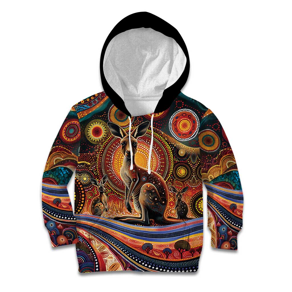 Australian Aboriginal Art Kangaroo Kid Hoodie Our Children Our Future Aboriginal Dot Painting