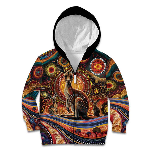 Australian Aboriginal Art Kangaroo Kid Hoodie Our Children Our Future Aboriginal Dot Painting