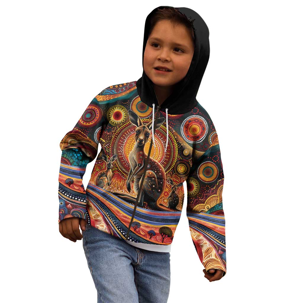Australian Aboriginal Art Kangaroo Kid Hoodie Our Children Our Future Aboriginal Dot Painting