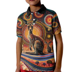 Australian Aboriginal Art Kangaroo Kid Polo Shirt Our Children Our Future Aboriginal Dot Painting
