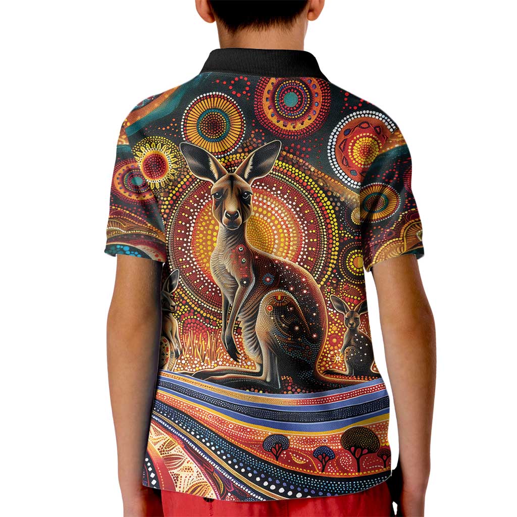Australian Aboriginal Art Kangaroo Kid Polo Shirt Our Children Our Future Aboriginal Dot Painting