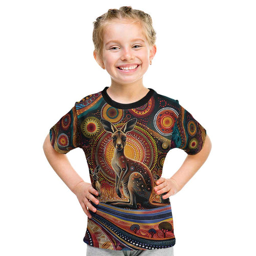 Australian Aboriginal Art Kangaroo Kid T Shirt Our Children Our Future Aboriginal Dot Painting