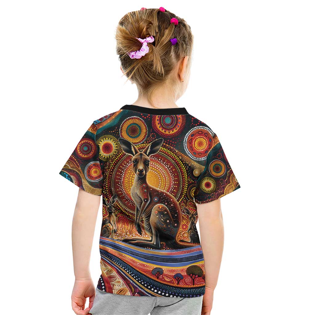 Australian Aboriginal Art Kangaroo Kid T Shirt Our Children Our Future Aboriginal Dot Painting