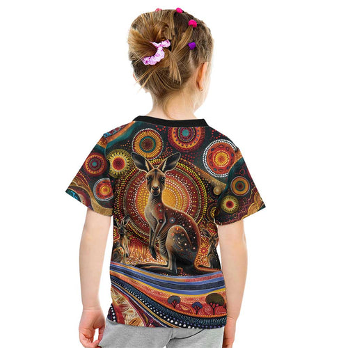 Australian Aboriginal Art Kangaroo Kid T Shirt Our Children Our Future Aboriginal Dot Painting