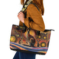 Australian Aboriginal Art Kangaroo Leather Tote Bag Our Children Our Future Aboriginal Dot Painting