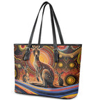 Australian Aboriginal Art Kangaroo Leather Tote Bag Our Children Our Future Aboriginal Dot Painting