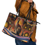 Australian Aboriginal Art Kangaroo Leather Tote Bag Our Children Our Future Aboriginal Dot Painting