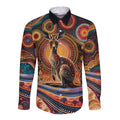Australian Aboriginal Art Kangaroo Long Sleeve Button Shirt Our Children Our Future Aboriginal Dot Painting