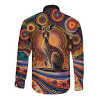 Australian Aboriginal Art Kangaroo Long Sleeve Button Shirt Our Children Our Future Aboriginal Dot Painting