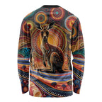 Australian Aboriginal Art Kangaroo Long Sleeve Shirt Our Children Our Future Aboriginal Dot Painting