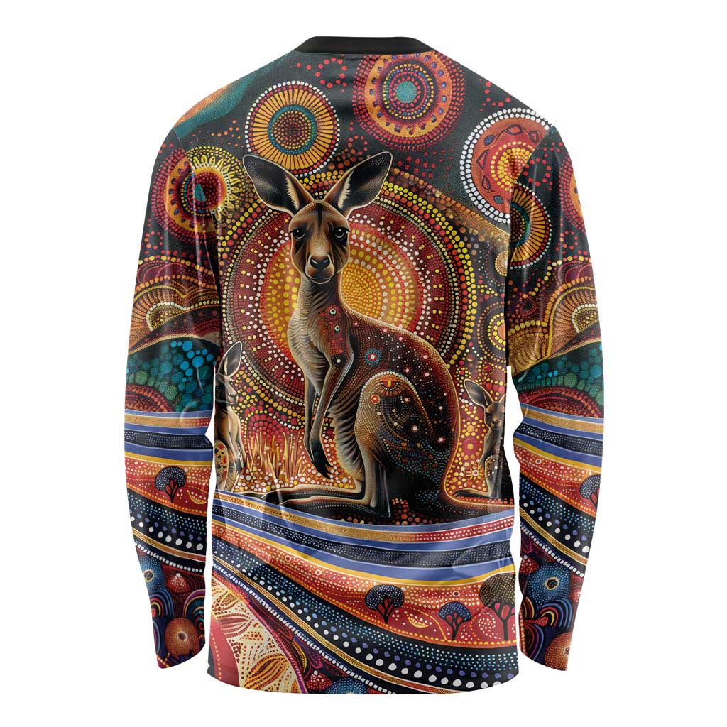 Australian Aboriginal Art Kangaroo Long Sleeve Shirt Our Children Our Future Aboriginal Dot Painting